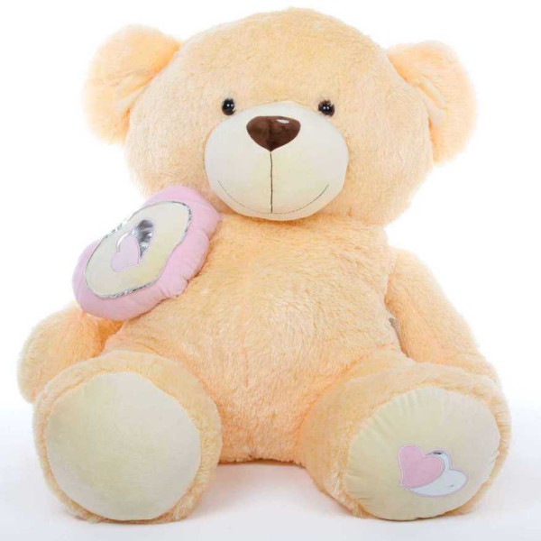 Peach 5 Feet Big Teddy Bear with a heart